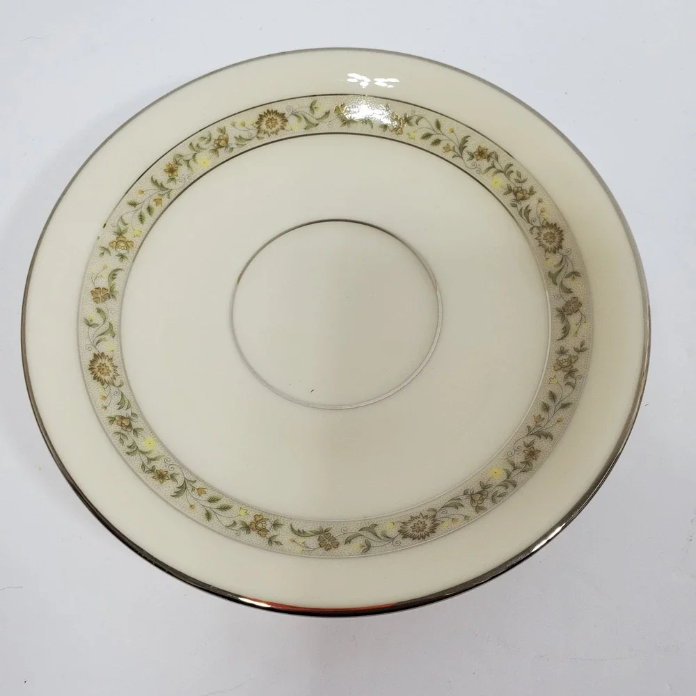 Lenox Springdale Saucer Cup Salad Dinner & Bread Plates 5 Pieces Platinum Trim